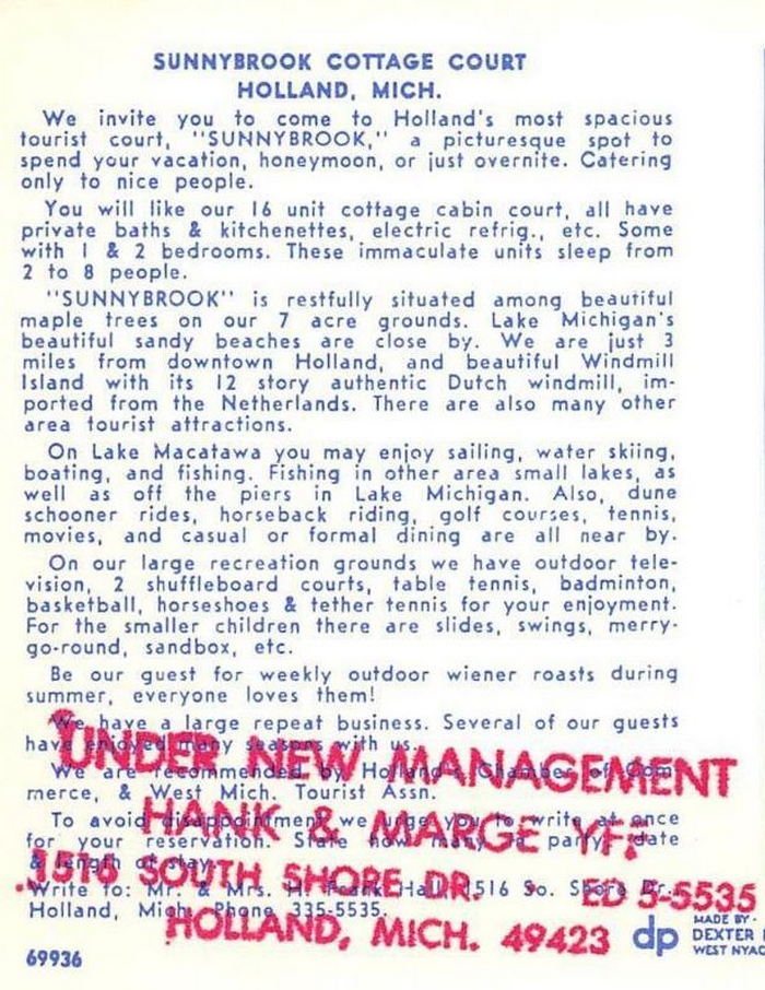 Sunnybrook Cottage Court - Vintage Postcard (newer photo)